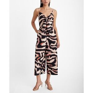 Express, NWT, Printed Sleeveless Tie Front Cropped Wide‎ Leg Jumpsuit, Size M